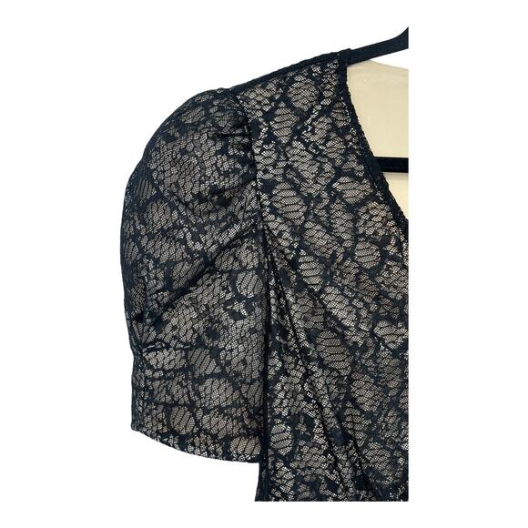 Saylor dress Reena ruched lace mini black nude Small S - Picture 3 of 6